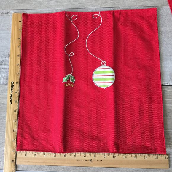 4 LENOX Christmas Holiday 15" Square Merry Bright Ho Ho Ho Fa La La Placemat Set - Picture 6 of 9